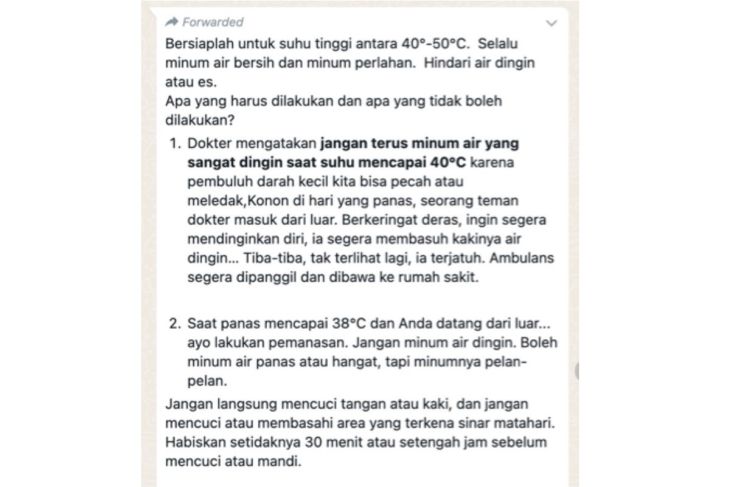 Imbauan persiapan suhu Indonesia akan sampai di 40 hingga 50 derajat Celsius, benarkah?