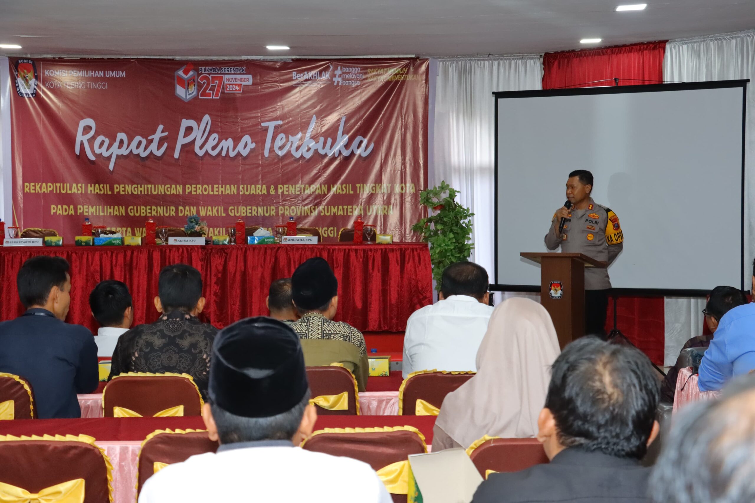 Rapat Pleno KPU, Kapolres Tebing Tinggi Sampaikan Rasa Terima Kasih Pada Penyelenggara
