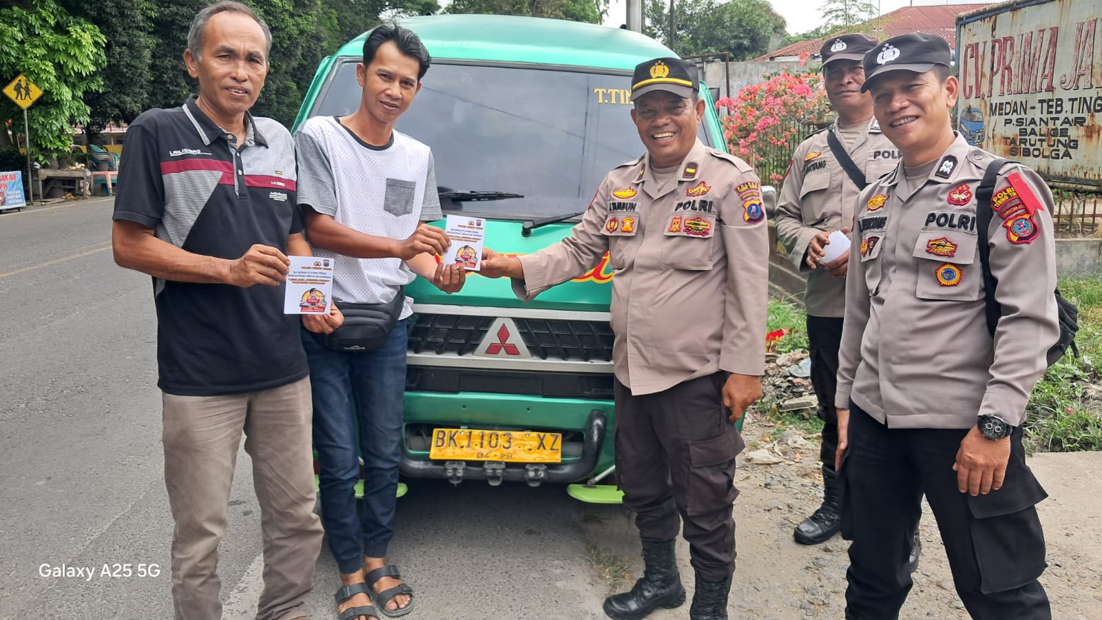 H-8 Idul Fitri 1446 H, Polres Tebing Tinggi Sosialisasikan Hotline Mudik Polri 110
