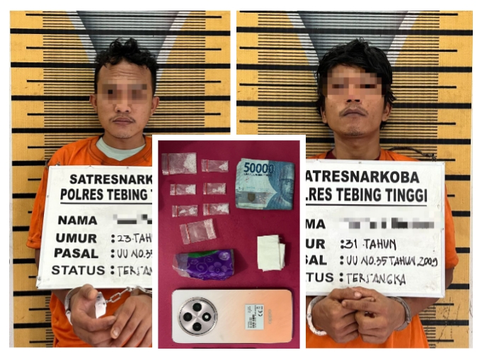 Diduga Edarkan Sabu, 2 Pria Ditangkap Sat Resnarkoba Polres Tebing Tinggi