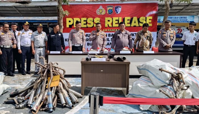 Satlantas Polres Sergai Sita dan Musnahkan 497 Knalpot Brong, Pengendara Ditegaskan Kena Tilang