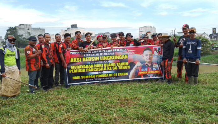 PAC Pemuda Pancasila Sei Rampah Gelar Aksi Bersih Lingkungan Peringati HUT ke-66 dan Sumpah Pemuda ke-97.