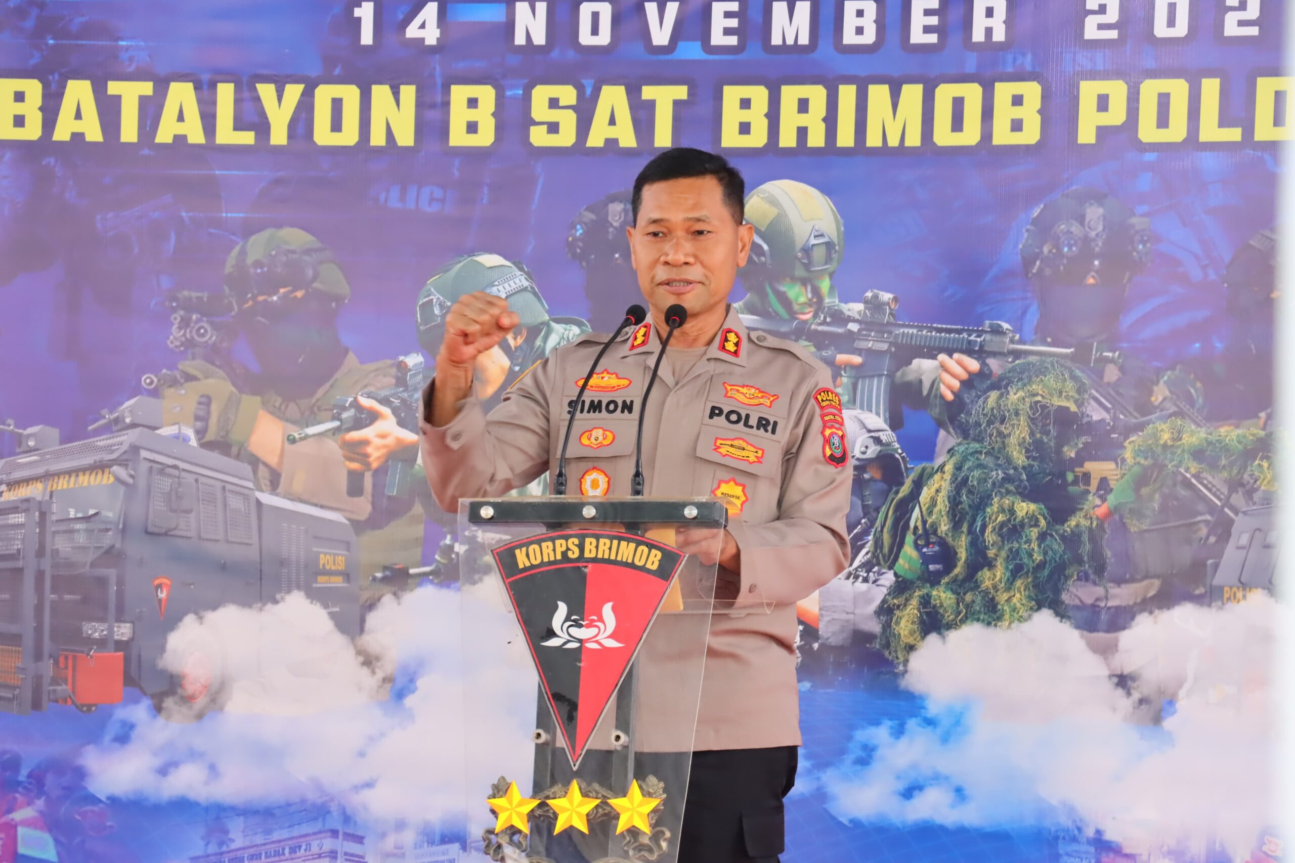 HUT Brimob Polri ke-80 di Batalyon B, Kapolres Tebing Tinggi Hadir Bacakan Sambutan Kapoldasu