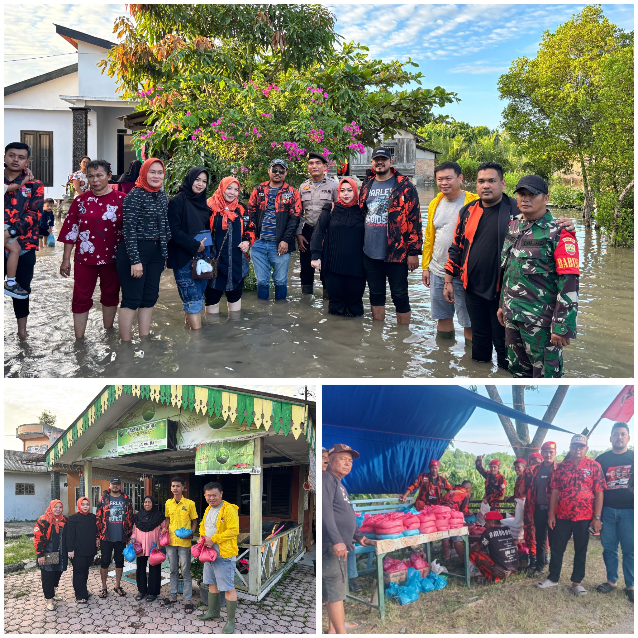 Tindak Lanjuti Instruksi Ketua MPW, MPC PP Sergai Dirikan Posko dan Salurkan Bantuan Banjir di Desa Pantai Cermin Kanan, Kecamatan Pantai Cermin.