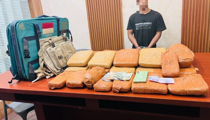 Polres Sergai Gagalkan Peredaran 24,6 Kg Ganja, Kurir Ditangkap Saat Naik Travel.