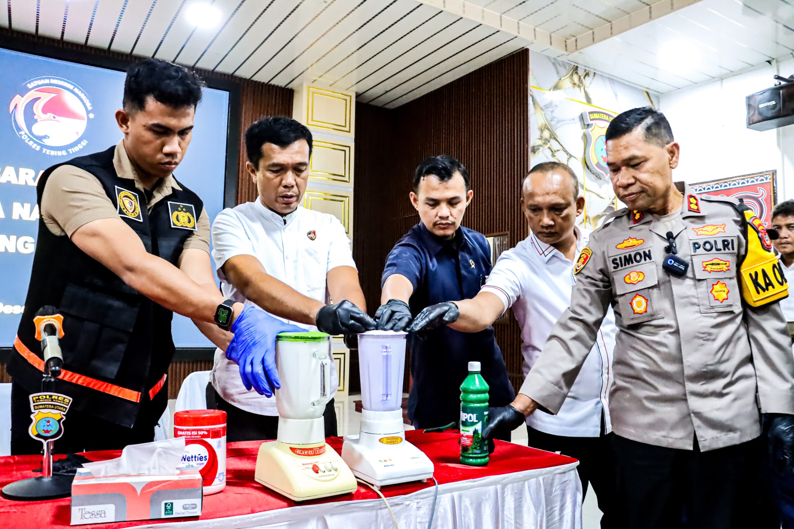 992,32 Gram Sabu Dimusnahkan Polres Tebing Tinggi Bersama Tim Labfor Polda Sumut, Tersangka Dihadirkan