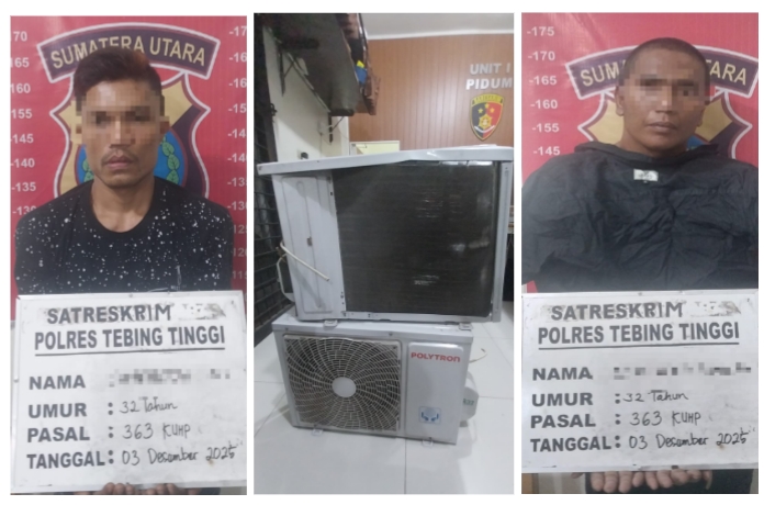 Kompresor AC Sekolah Dicuri, Polres Tebing Tinggi Ringkus Pelaku Meski Sempat Kabur ke Sungai