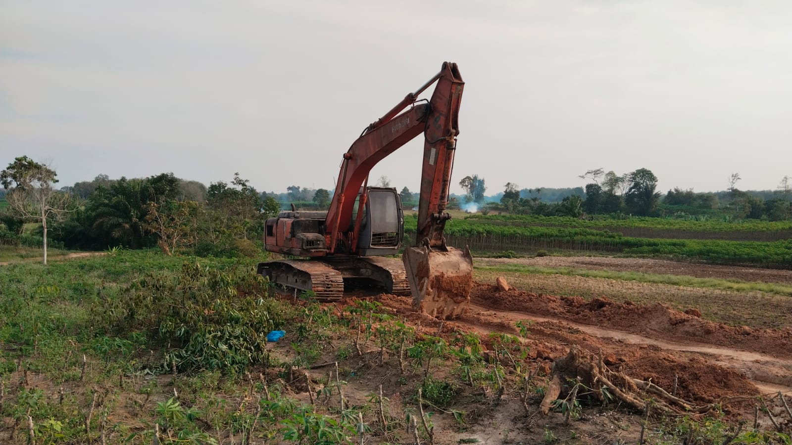 Aktivitas Galian C Tanah Urug Diduga Ilegal Lintasi Areal PTPN IV di Sergai.