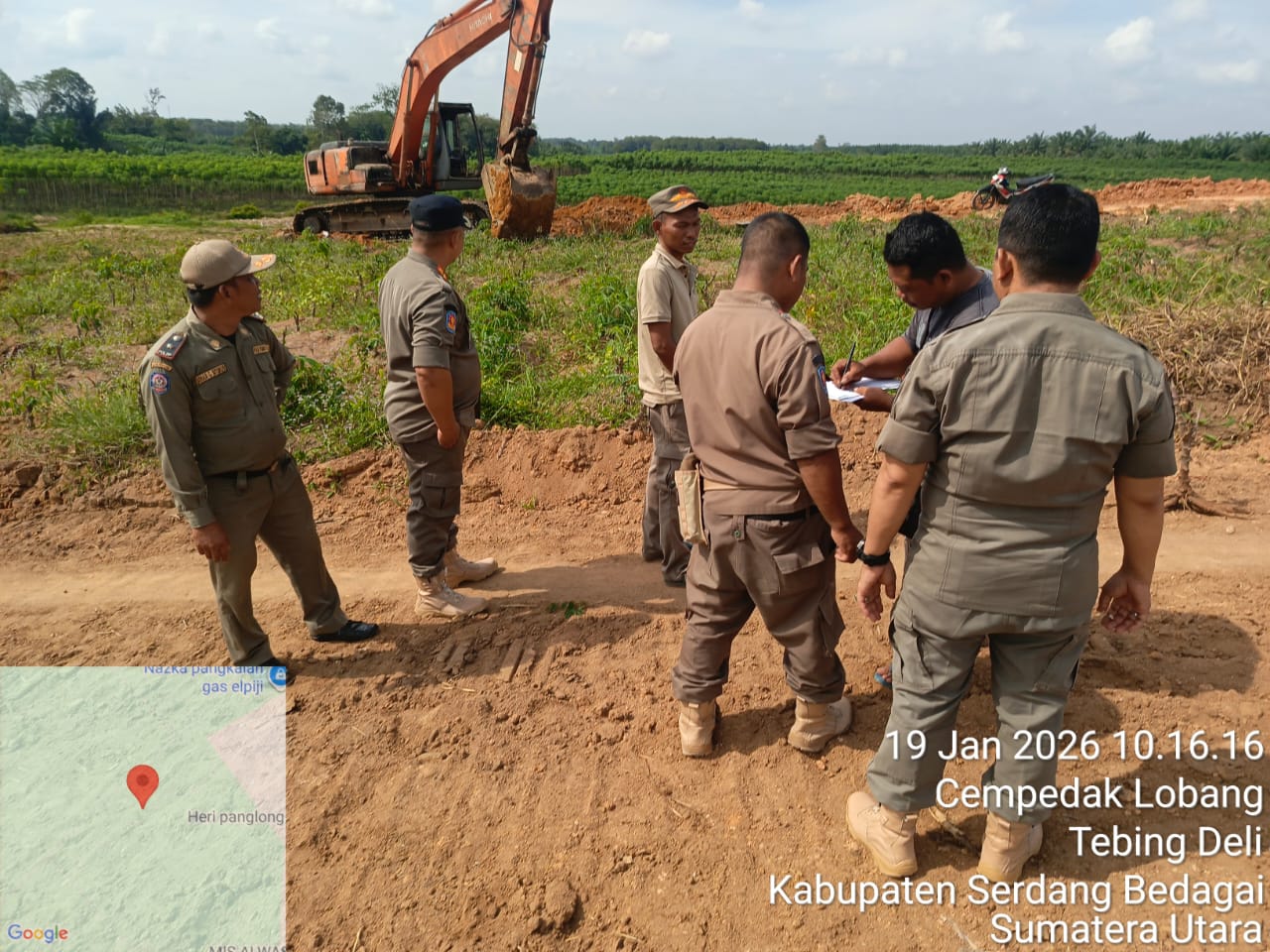 Satpol PP Sergai Terbitkan Surat Penghentian Sementara Galian C di Areal Kebun Tanah Raja