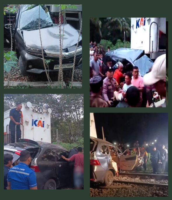 Tabrakan Maut, 8 Nyawa Tewas Dalam Mobil Avanza Akibat Dihantam Kereta Api di Tebing Tinggi